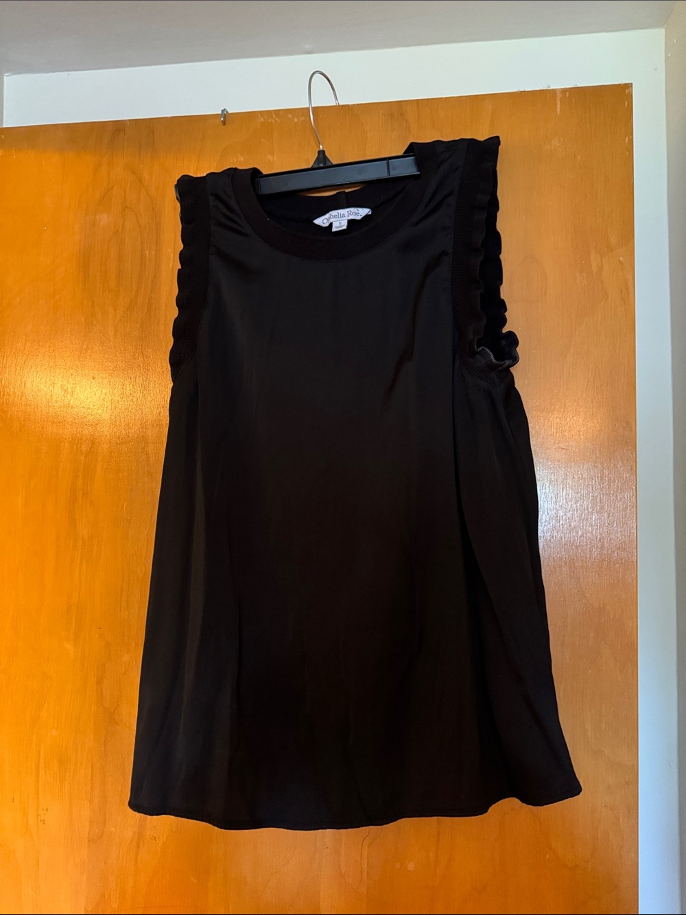 Chelsea28 Black Ruffle-Trim Camisole